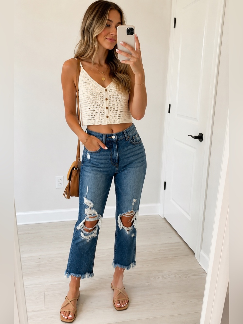 PISTOLA Ripped Crop Flare Jeans Size 26
